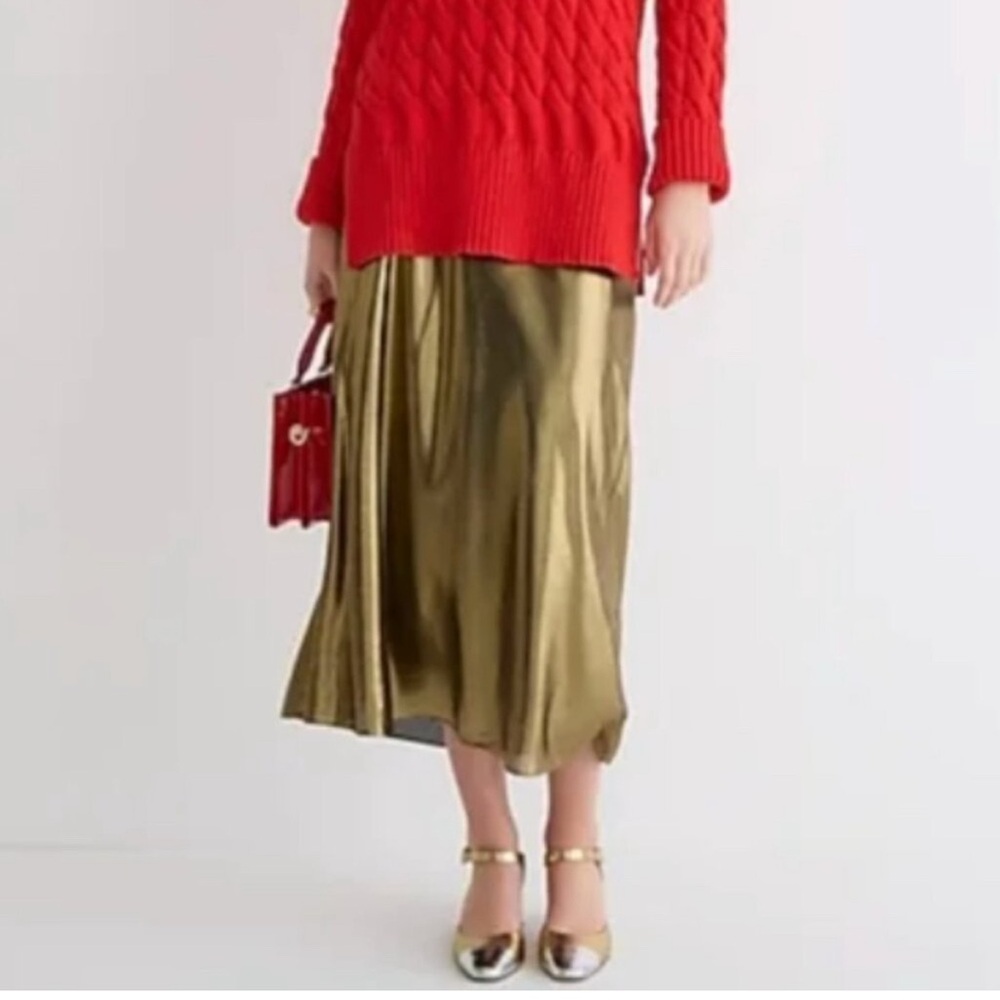 J.Crew Gwyneth slip skirt in gold lamé